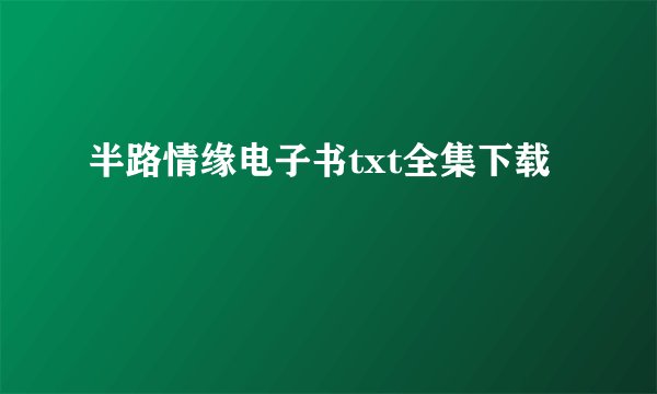半路情缘电子书txt全集下载