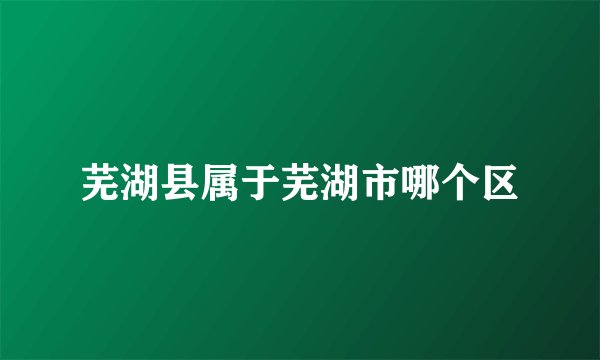 芜湖县属于芜湖市哪个区