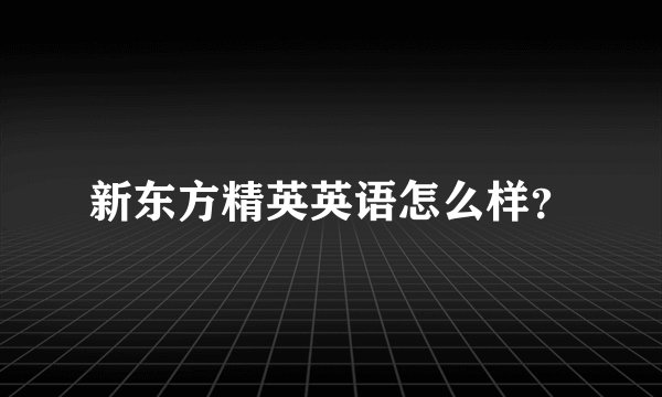新东方精英英语怎么样？