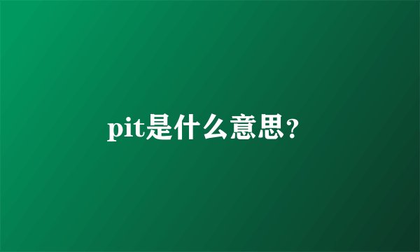 pit是什么意思?
