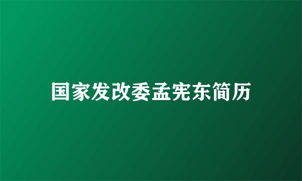 国家发改委孟宪东简历
