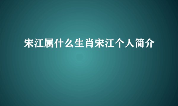 宋江属什么生肖宋江个人简介