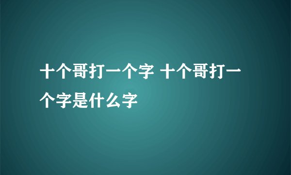 十个哥打一个字 十个哥打一个字是什么字