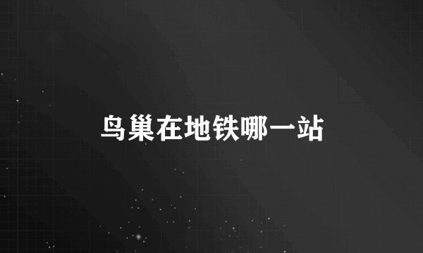 鸟巢在地铁哪一站