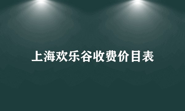 上海欢乐谷收费价目表