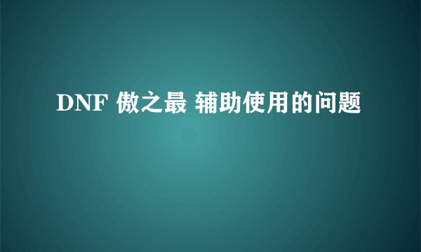 DNF 傲之最 辅助使用的问题