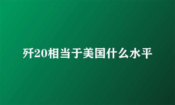 歼20相当于美国什么水平