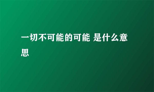 一切不可能的可能 是什么意思