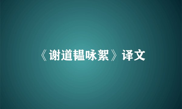 《谢道韫咏絮》译文