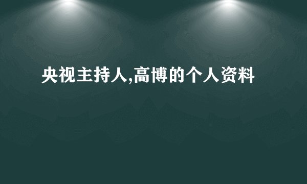 央视主持人,高博的个人资料