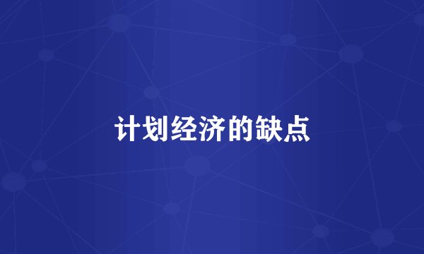计划经济的缺点