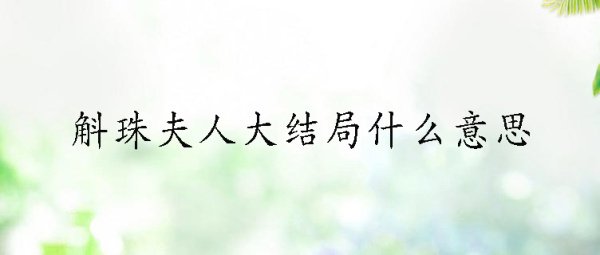 斛珠夫人大结局