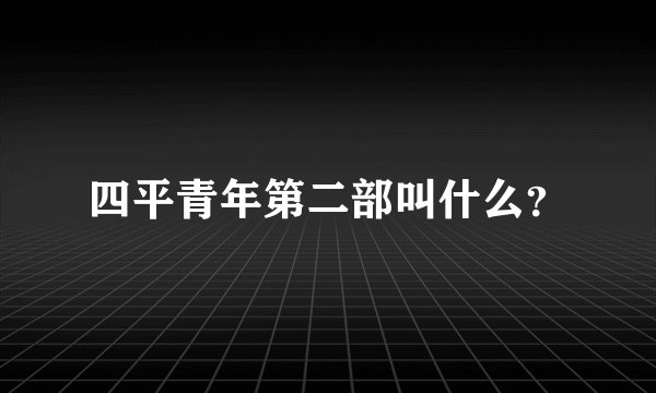 四平青年第二部叫什么？