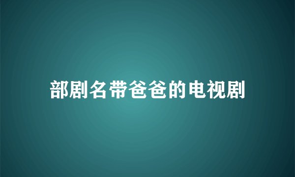 部剧名带爸爸的电视剧