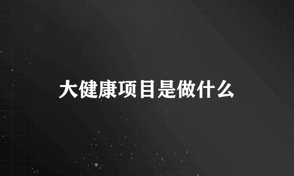 大健康项目是做什么