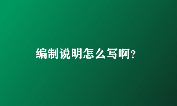 编制说明怎么写啊？