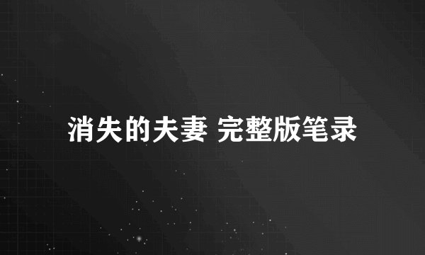 消失的夫妻 完整版笔录
