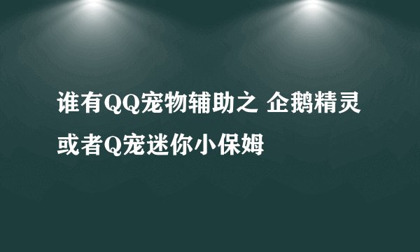 谁有QQ宠物辅助之 企鹅精灵或者Q宠迷你小保姆