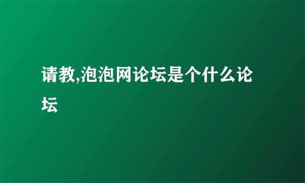 请教,泡泡网论坛是个什么论坛