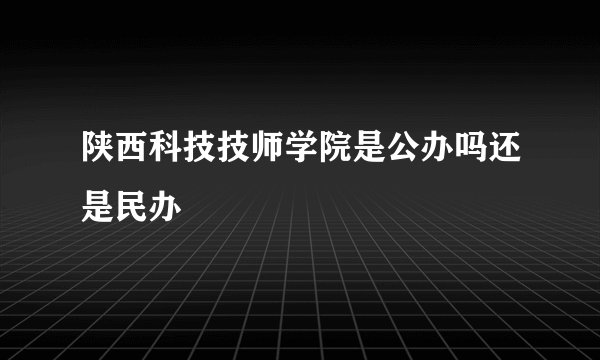 陕西科技技师学院是公办吗还是民办