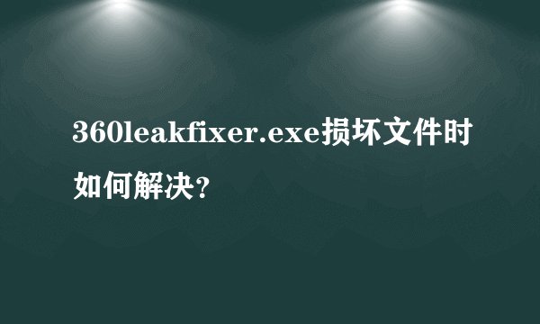 360leakfixer.exe损坏文件时如何解决？
