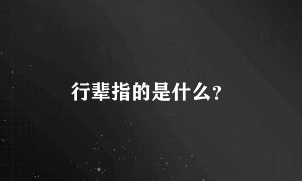行辈指的是什么?