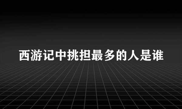 西游记中挑担最多的人是谁