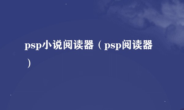 psp小说阅读器（psp阅读器）