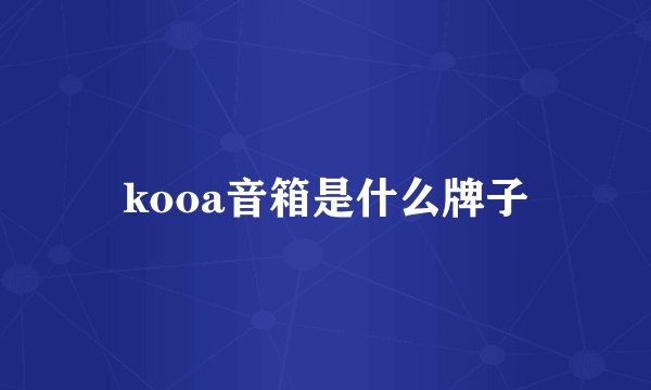 kooa音箱是什么牌子
