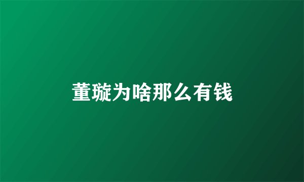 董璇为啥那么有钱