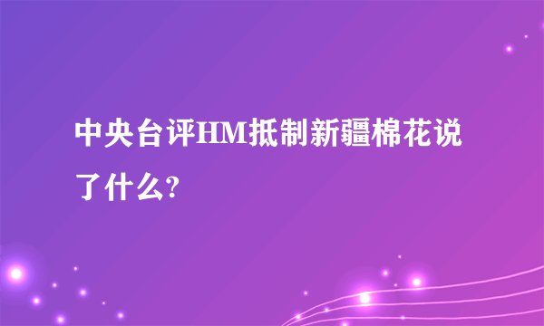 中央台评HM抵制新疆棉花说了什么?