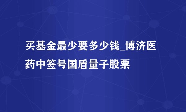 买基金最少要多少钱_博济医药中签号国盾量子股票