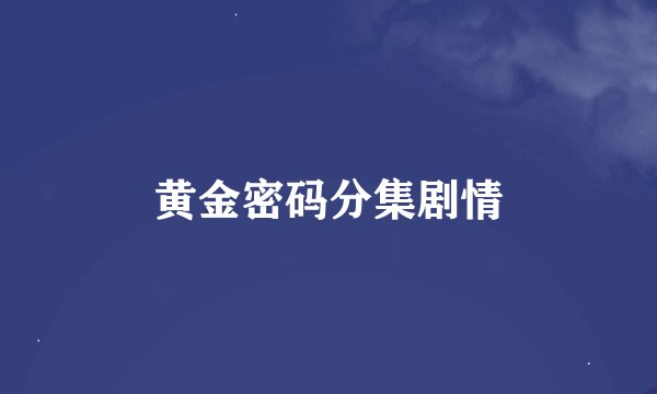黄金密码分集剧情