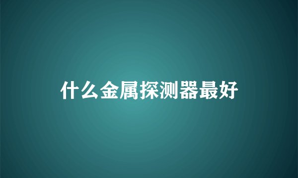 什么金属探测器最好