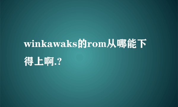 winkawaks的rom从哪能下得上啊.?