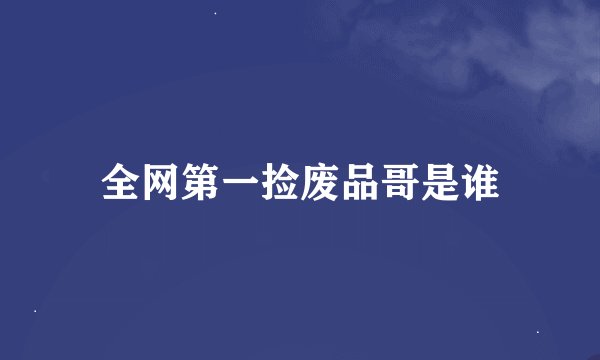 全网第一捡废品哥是谁