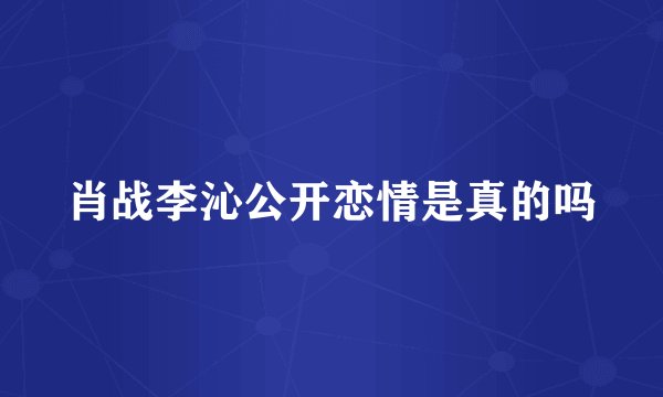 肖战李沁公开恋情是真的吗