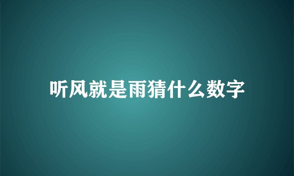 听风就是雨猜什么数字
