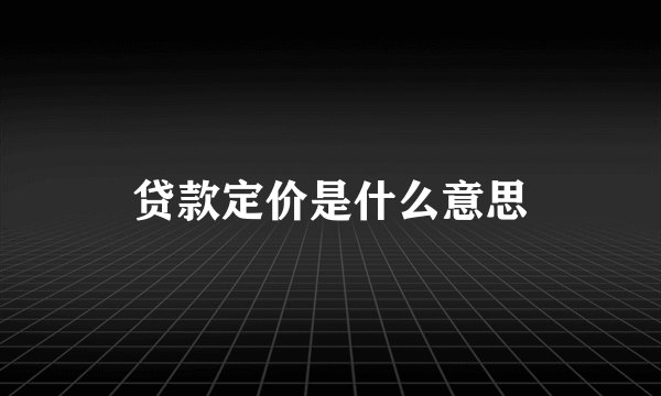 贷款定价是什么意思