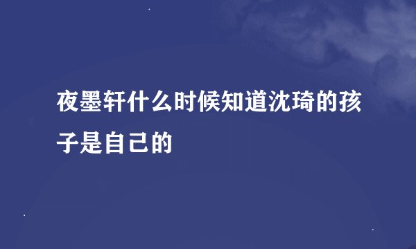 夜墨轩什么时候知道沈琦的孩子是自己的