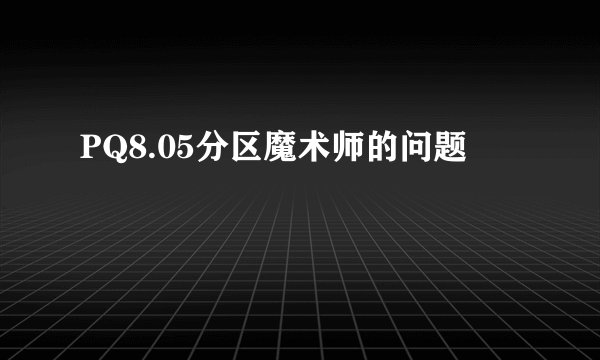 PQ8.05分区魔术师的问题