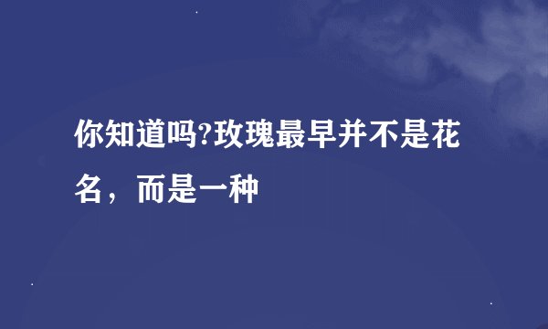 你知道吗?玫瑰最早并不是花名，而是一种
