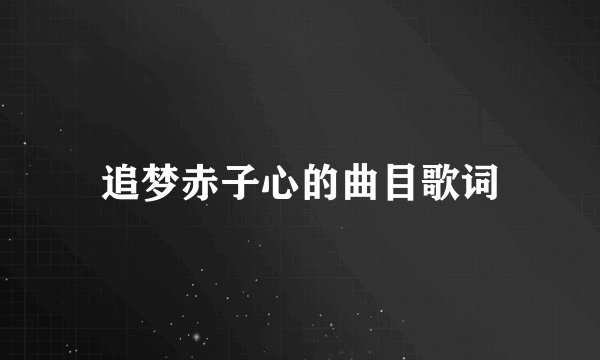 追梦赤子心的曲目歌词
