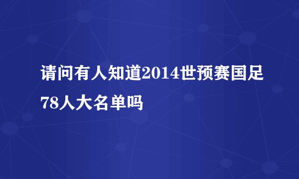 请问有人知道2014世预赛国足78人大名单吗