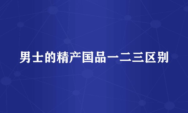 男士的精产国品一二三区别