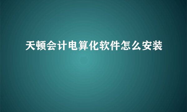 天顿会计电算化软件怎么安装
