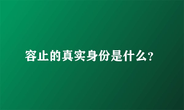 容止的真实身份是什么？