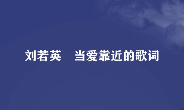 刘若英 当爱靠近的歌词