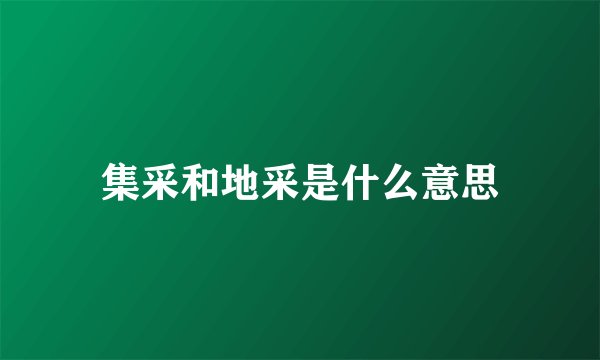 集采和地采是什么意思