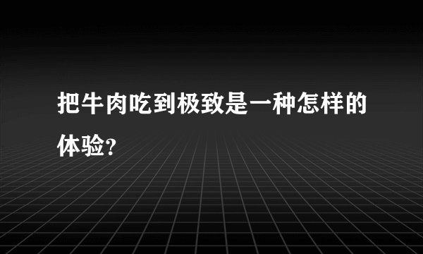 把牛肉吃到极致是一种怎样的体验？